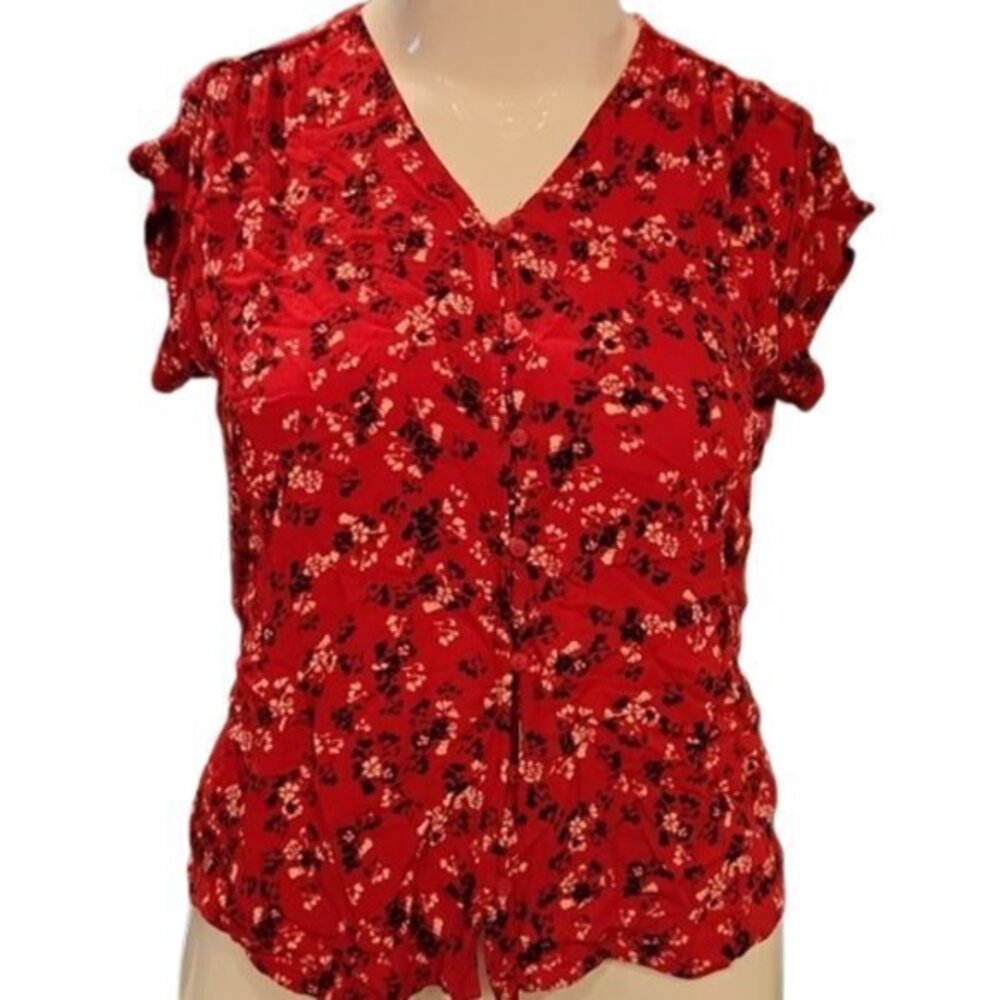 [Liz Claiborne] Red Floral Blouse - Size L